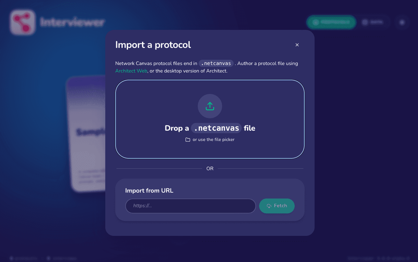 The Import a protocol dialog in Interviewer
