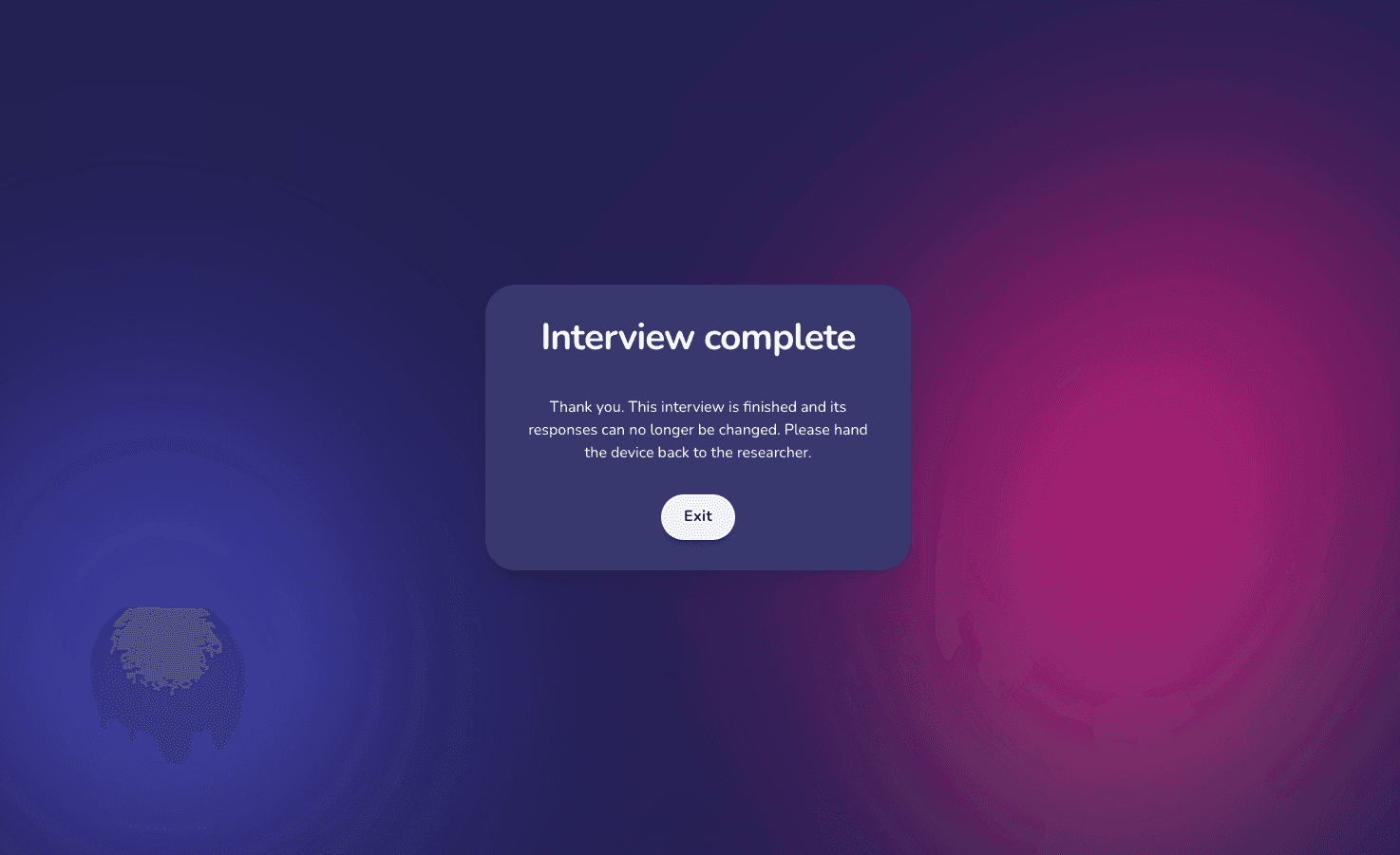 The interview-complete screen