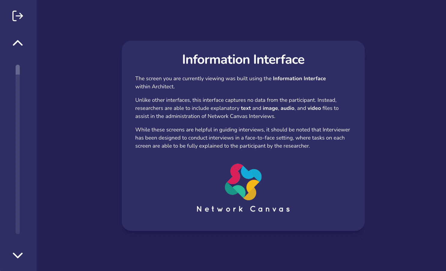 The always-visible interview navigation elements