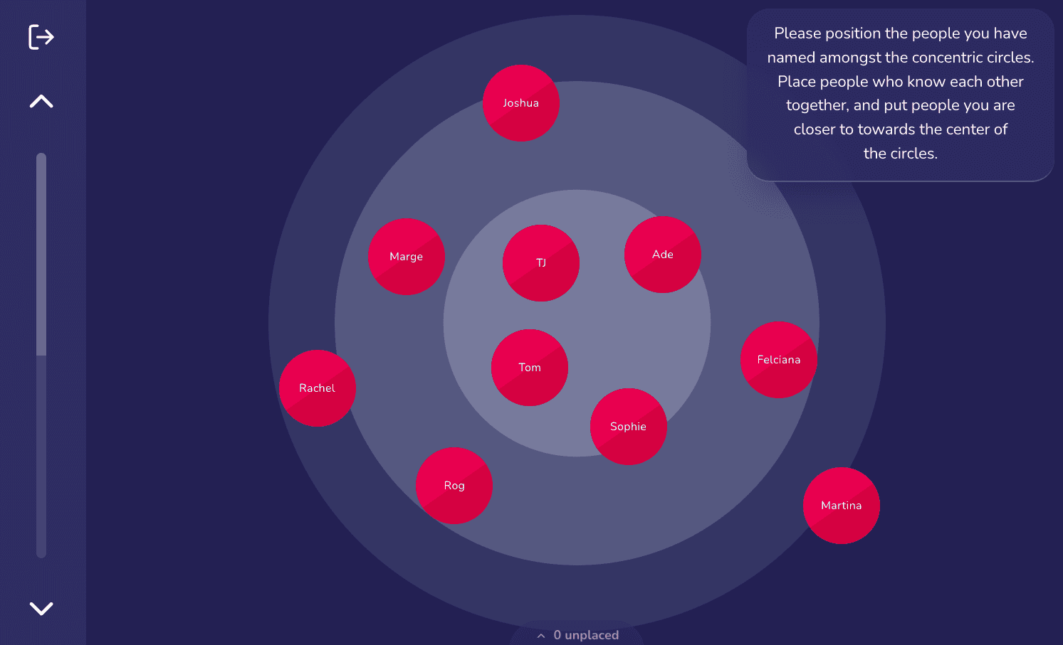 The sociogram interface