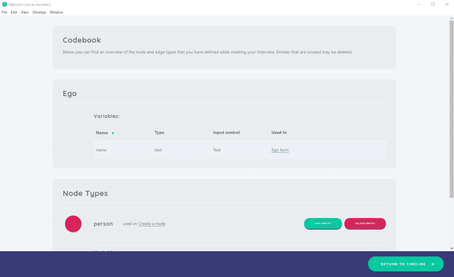 A view of the codebook in Architect